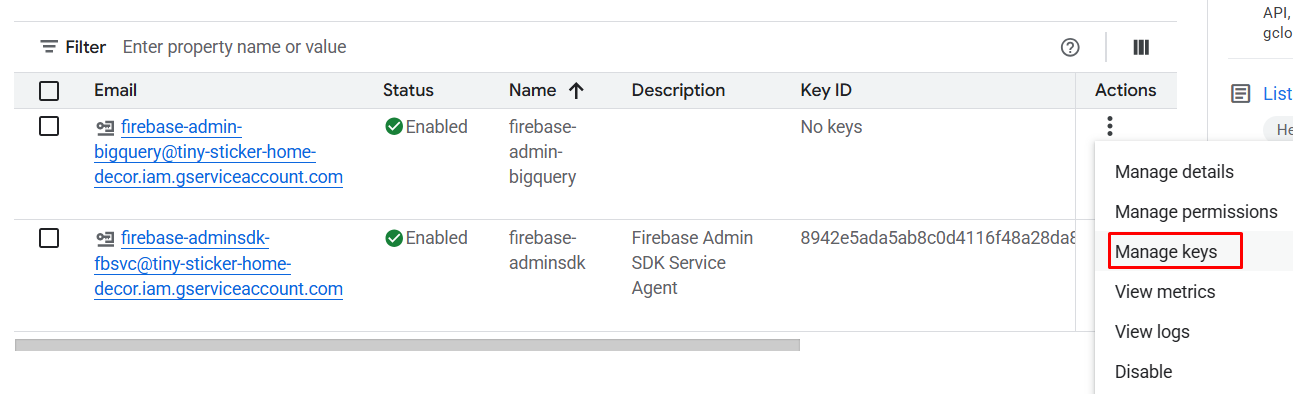 Manage Keys