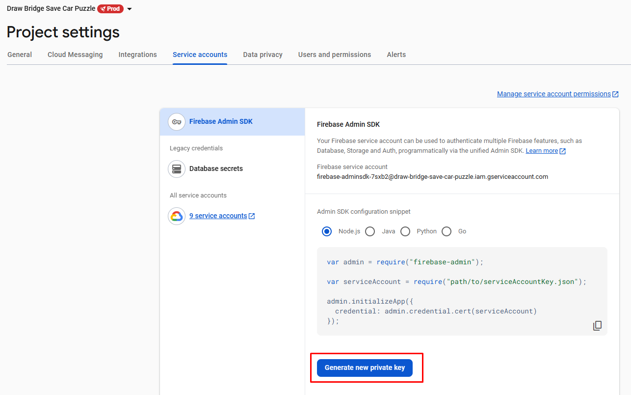 Firebase Private Key